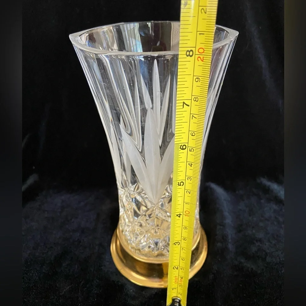 Vintage Irish Killarney Hand Cut Crystal Glass Vase with 24 karat Finish